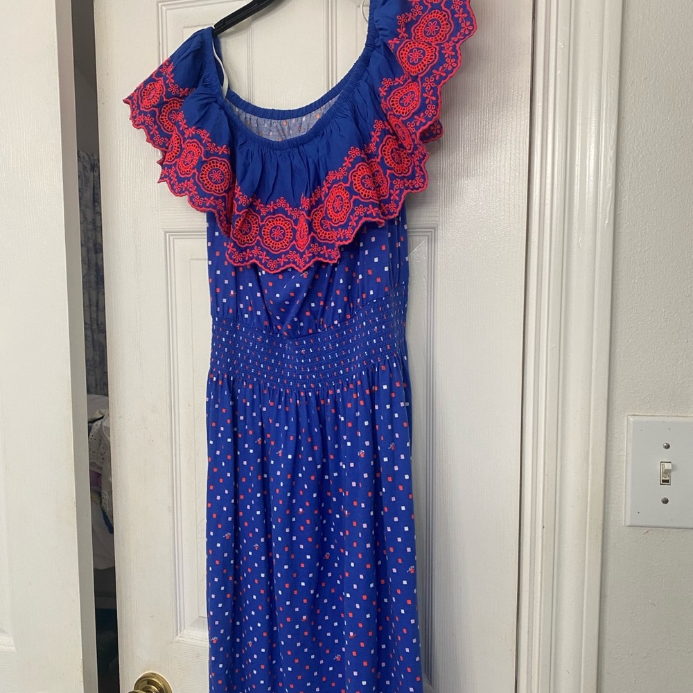 Lilly Pulitzer Blue and Pink Ruffle Dress